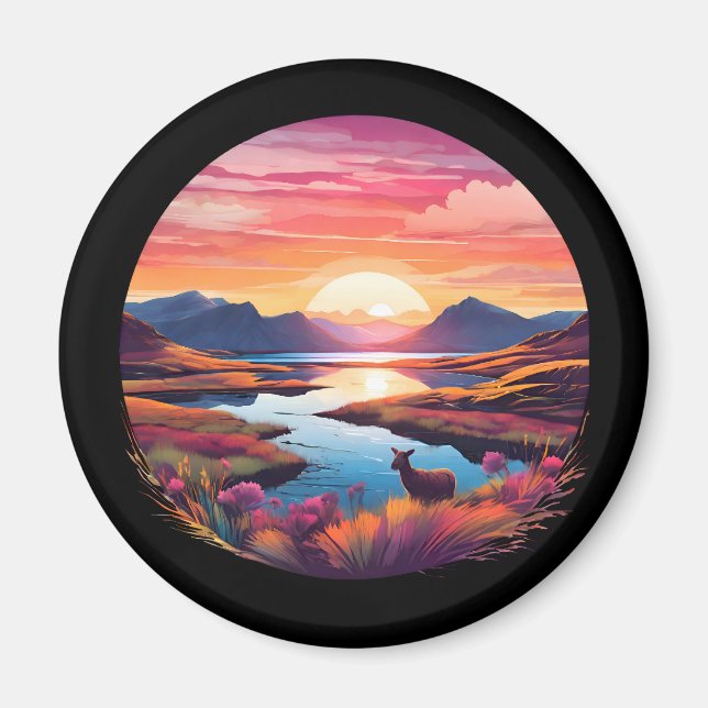 Imã Lago Ewe Sunset Na Escócia (Frente)