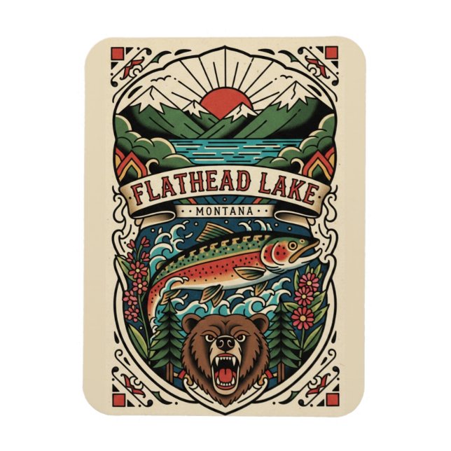 Ímã Lago Flathead Montana Viagem (Vertical)