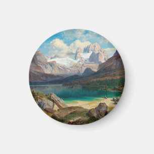 Imã Lago Gosau com vista para o maciço de Dachstein