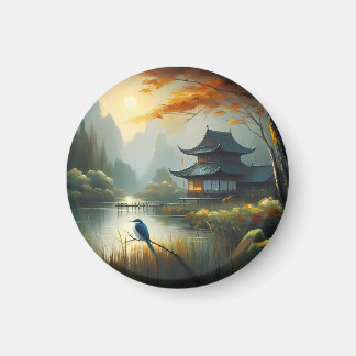 Imã Lago Japão Pássaro 1 - Tela