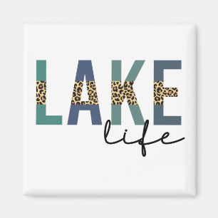 Imã Lago Life Happy Place Lake House Cheetah Typografi