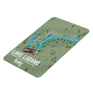 Ímã Lago Lugano Itália - poster de viagens Suiça