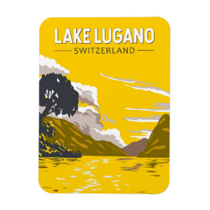 Ímã Lago Lugano Suiça Art Vintage