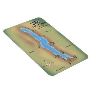 Ímã Lago Malawi, impressão do mapa do poster de