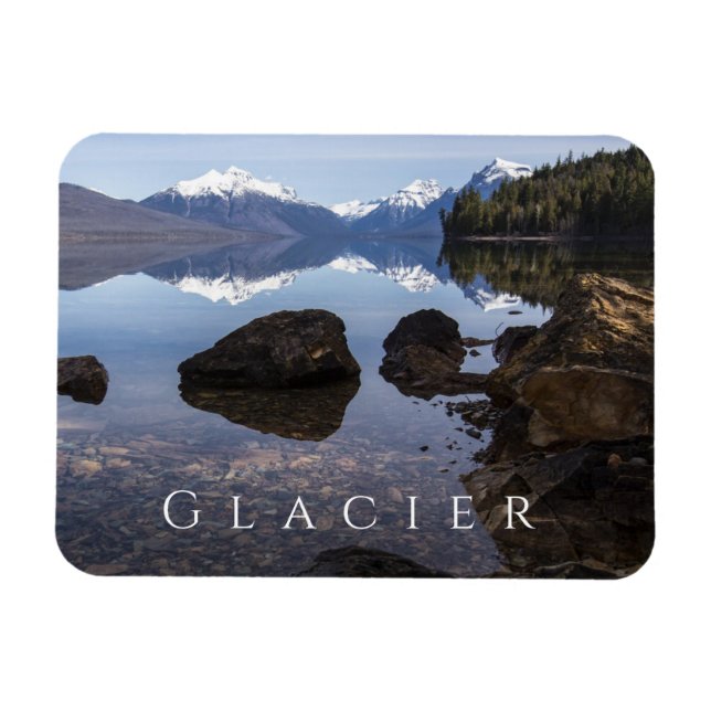 Ímã Lago McDonald, Rocky Shore, Montanhas, Glacier NP (Horizontal)