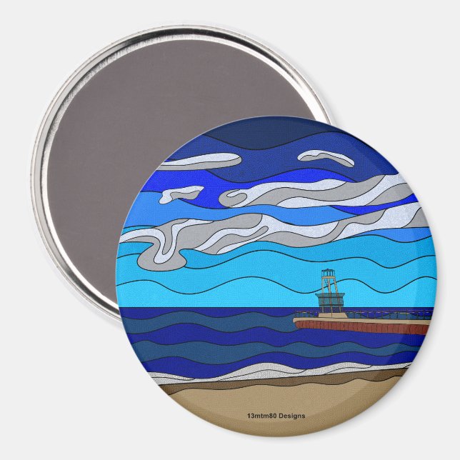 Imã Lago Michigan - Ímã (círculo) (Front/Back)