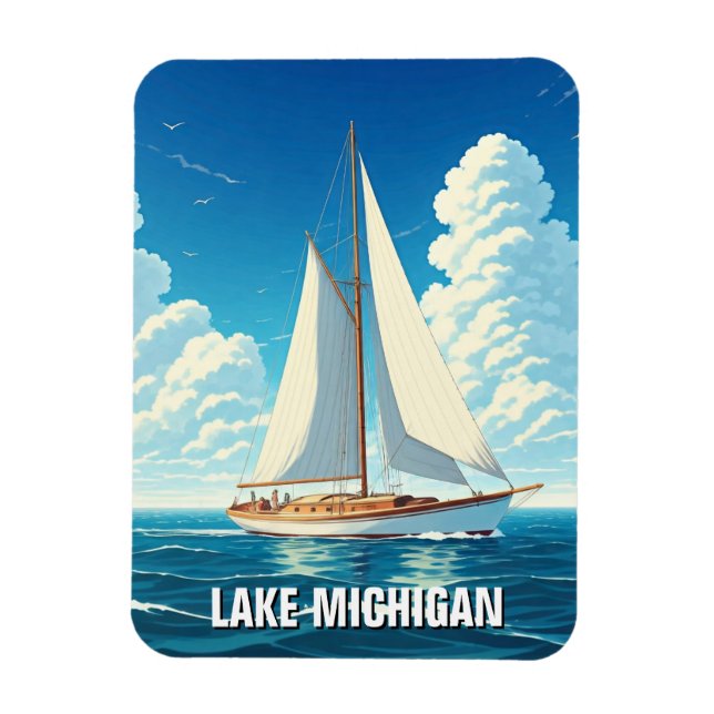 Ímã Lago Michigan Sailboat (Vertical)
