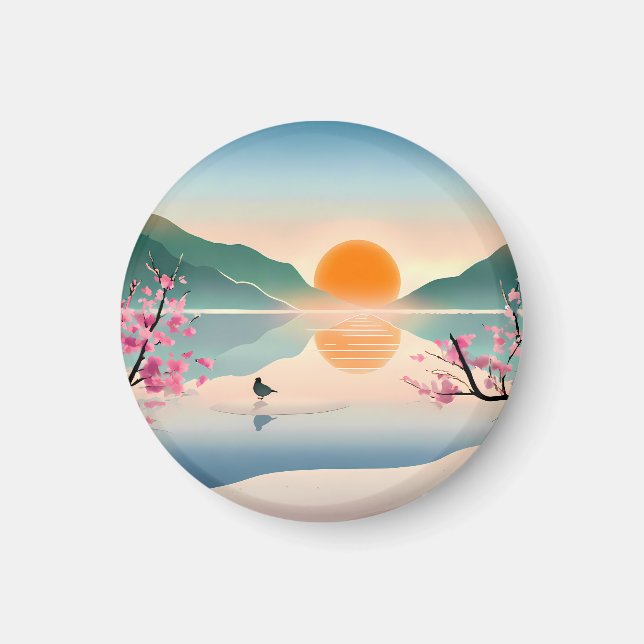 Imã Lago Minimalista Zen Sunrise (Frente)