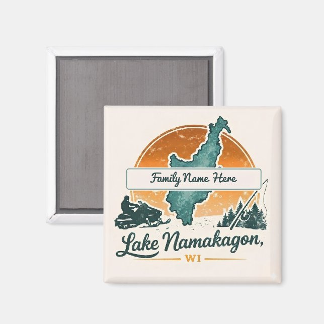 Imã Lago Namakagon personalizado, WI (Front/Back)