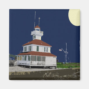 Imã Lago Pontchartrain Farol à Noite
