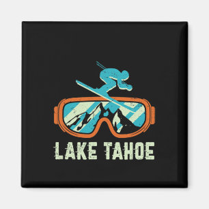 Imã Lago Tahoe California Retro Vintage Skiing E Sno