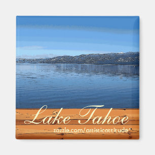 Imã Lago Tahoe - Sinal de madeira rústica ímã artí