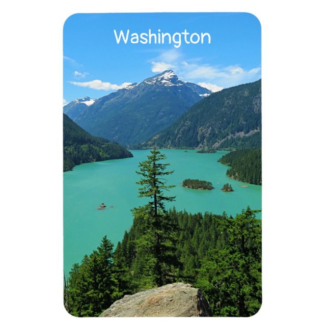 Ímã Lago Turquesa da Montanha Snowy em Washington (Vertical)