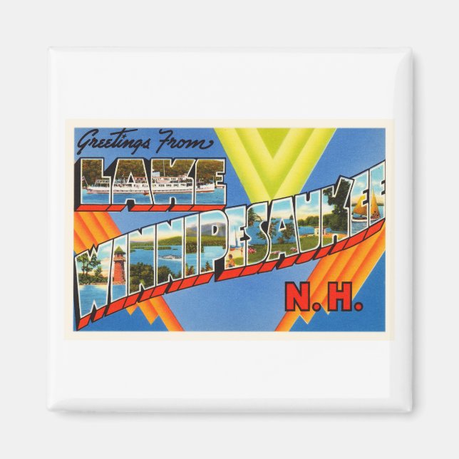 Imã Lago Winnipesaukee nº 2 New Hampshire NH Old Viage (Frente)
