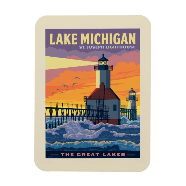 Ímã Lagos excelente | Lago Michigan (Vertical)