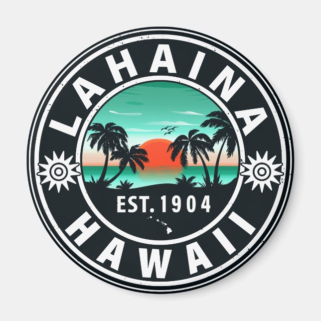 Imã Lahaina Hawaii Beach Retro Sunset Souvenir 60 anos (Frente)