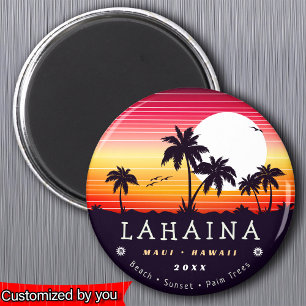 Imã Lahaina Maui Hawaii Retro Sunset Palm Trees 60s