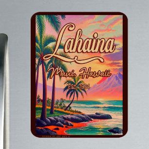 Ímã Lahaina Maui Hawaii Retro Sunset Souvenir 1950