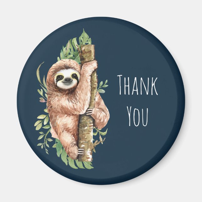 Imã Lama de Cores Aquáticas e Folhas Tropicais Agradec (Frente)