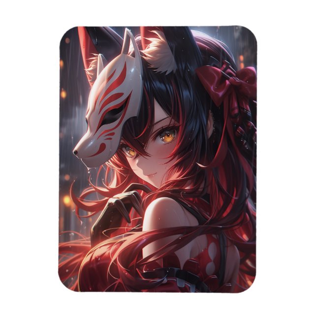 Ímã Lâmina de Kitsune | Fox Samurai japonês (Vertical)