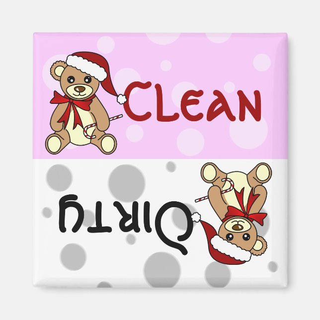 Imã Lâmina de lavar louça limpa e suja, de Natal (Frente)