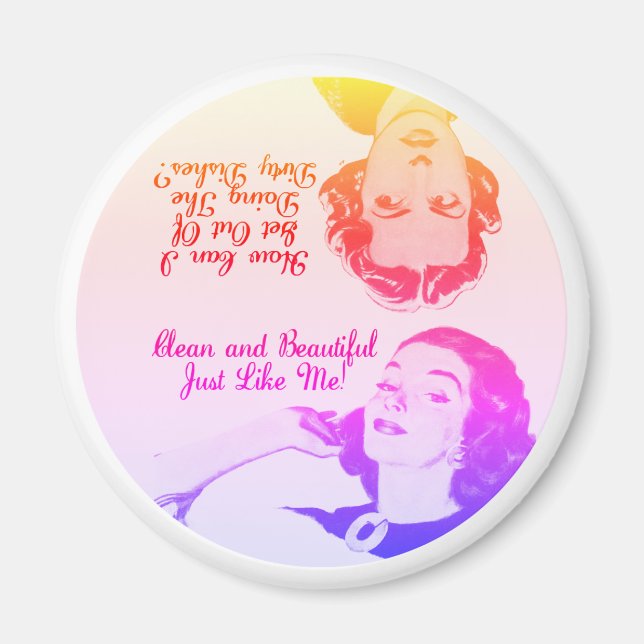 Imã Lâmina Retro Engraçada Lâmina Reversível Limpa Suj (Frente)