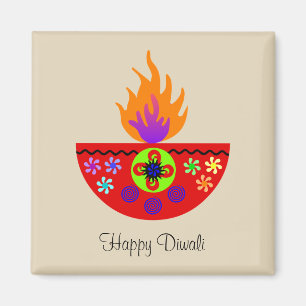Imã Lâmpada colorida Diya de Diwali