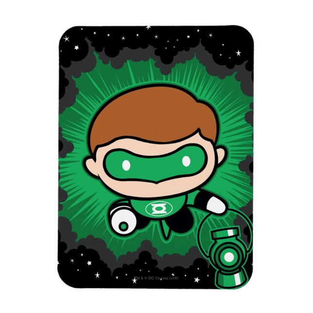 Ímã Lanterna Verde Chibi Voando Pelo Espaço (Vertical)
