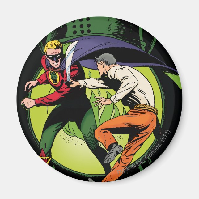 Imã Lanterna Verde com capa em combate (Frente)