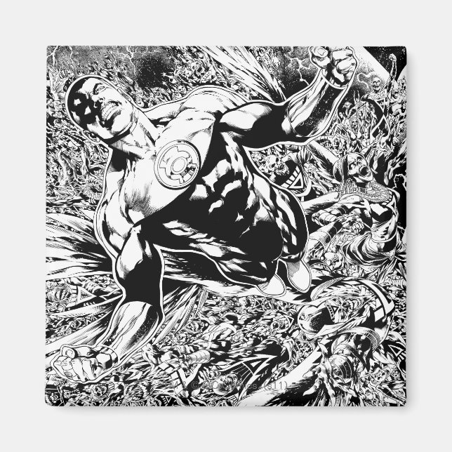 Imã Lanterna Verde e Lua - Preto e Branco (Frente)