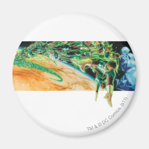 Imã Lanternas Verdes Voando no Espaço