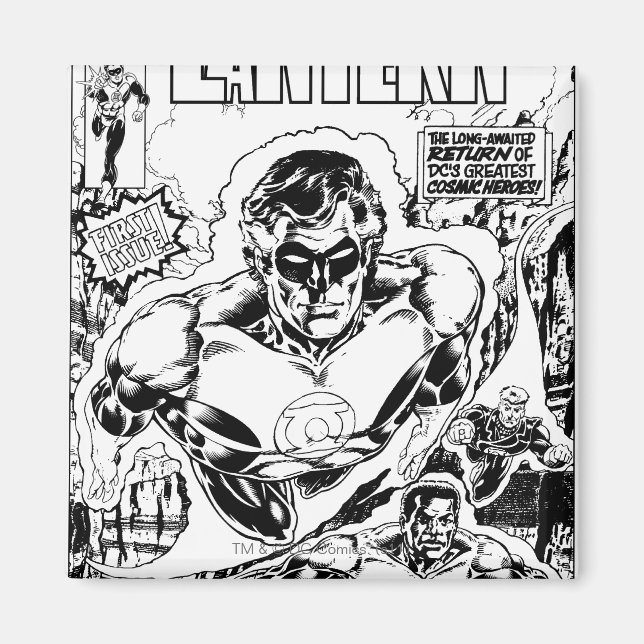 Imã Lanternas Verdes Voando, Preto e Branco (Frente)