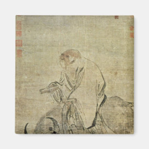Imã Lao-tzu que monta seu boi, chinês, dinastia de