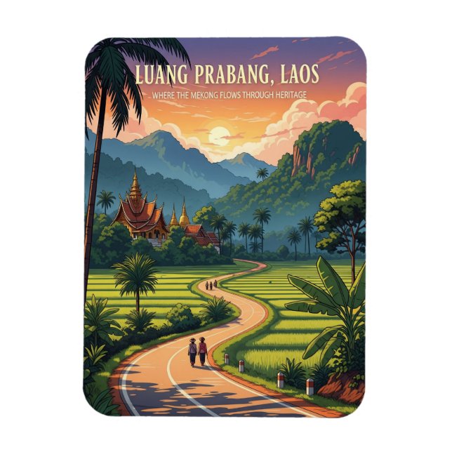 Ímã Laos Luang Prabang Viagem (Vertical)