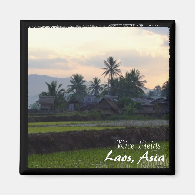 Imã Laos, Sunset acima dos campos de arroz (Magnet) (Frente)