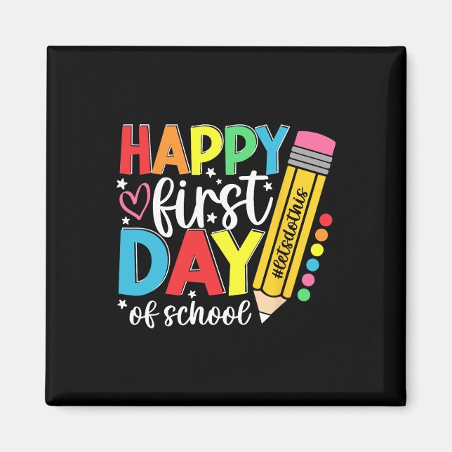 Imã Lápis Feliz Primeiro Dia De Aula Professor Criança (Frente)