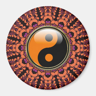 Imã Laranja+Batik preto Yin Yang Magnet
