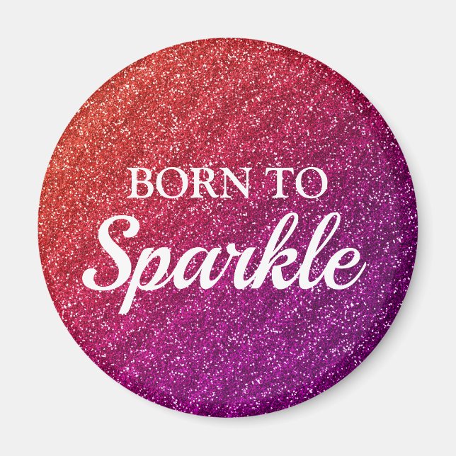 Imã Laranja Brilhante e Glitter Roxo Nascida para Bril (Frente)
