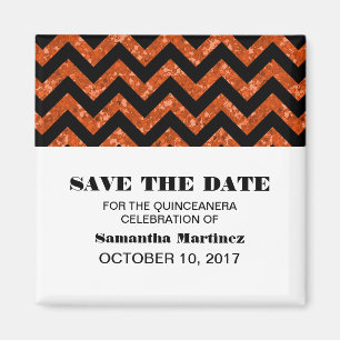Imã Laranja Chevron Glitter Quinceañera Magnet