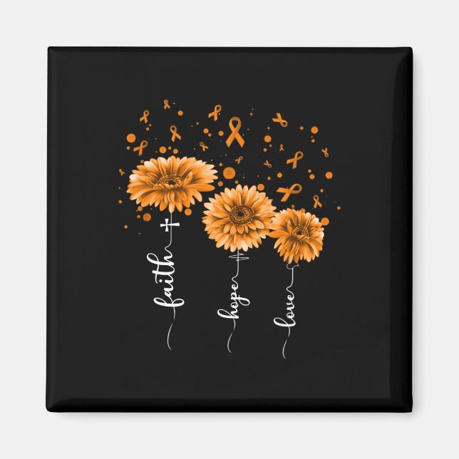 Imã Laranja Daisy Flower Leucemia Consciência (Frente)