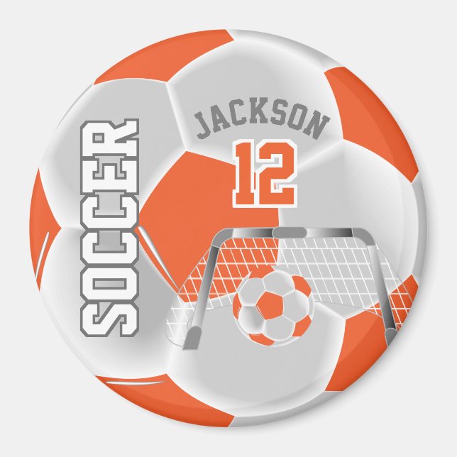 Imã Laranja e Branco Personalizar Bola de Futebol (Frente)