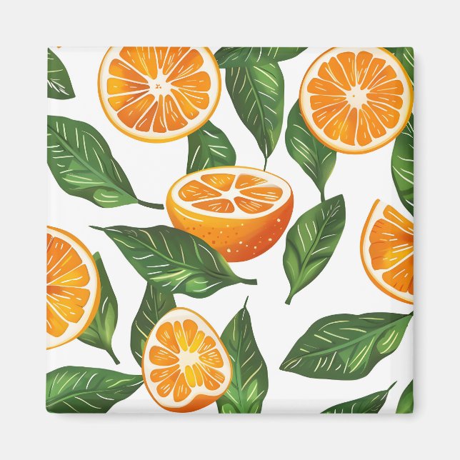 Imã Laranja Fruta Botânica Citrus Sem Costura (Frente)