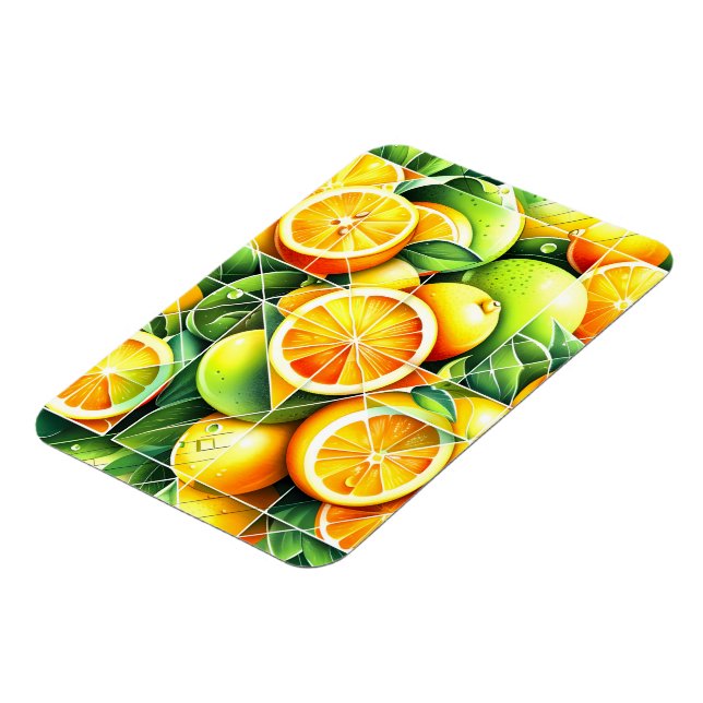 Ímã Laranja Limão Botânico Citrino Geométrico (Left Side)