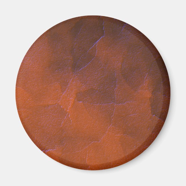 Imã Laranja Marrom Azul Realces Rústicos Arte Abstrata (Frente)