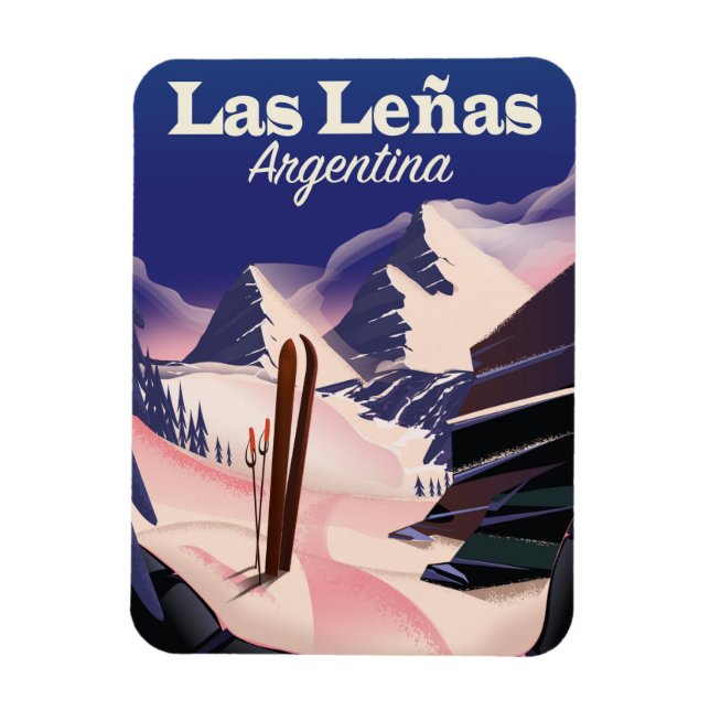 Ímã Las Leñas Argentina Impressão de viagem de esqui (Vertical)