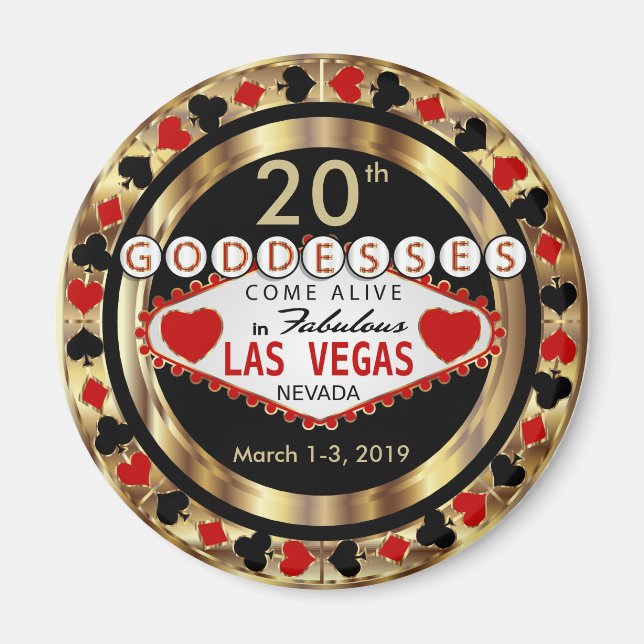 Imã Las Vegas Goddese Poker Chip Design (Frente)
