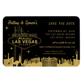 Ímã Las Vegas Strip Preto e Dourado Salve a Data