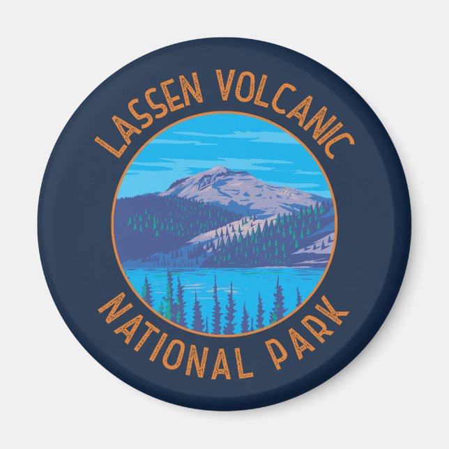 Imã Lassen Volcanic National Park Retro Distress (Frente)