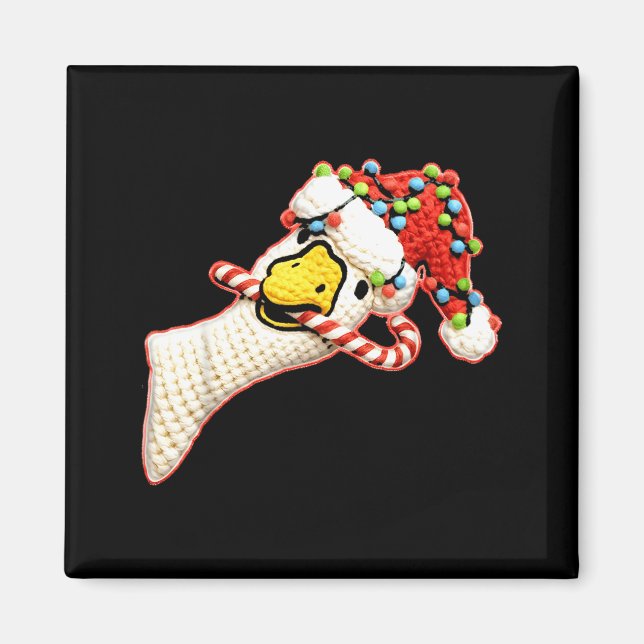Imã Latch Hook Faux Yarn Funny Goose Christmas Crochet (Frente)