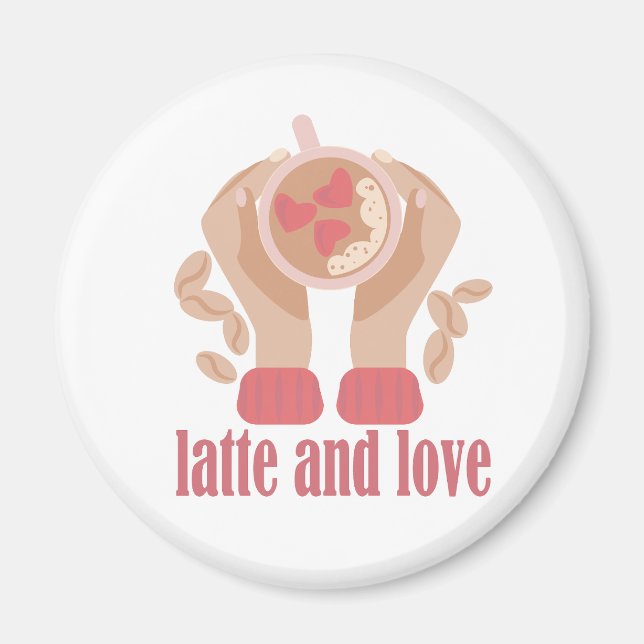 Imã Latite e xícara de amor, mãos e café (Frente)